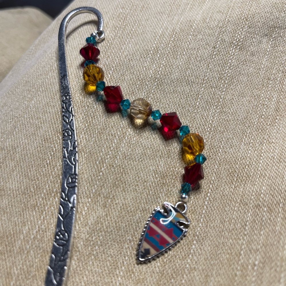 Colorful southwestern Swarovski Beaded Bookmark with Arrowhead Charm